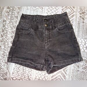 No Boundaries Charcoal High-Waisted Shorts